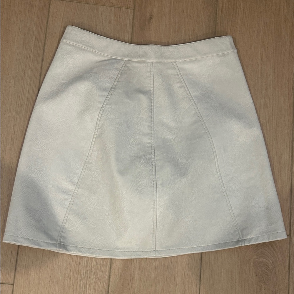 White Faux Leather A-Line Women's Skirt